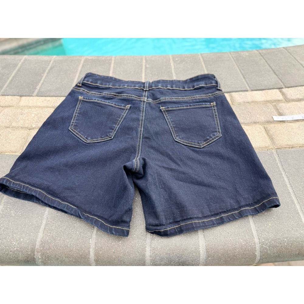 Women's Copperflash Dark Blue Denim Shorts Size 10 Mid Rise Stretch 5 Pocket